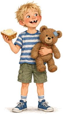 Leo mit Teddy Herr Brummel